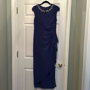 Alex Evenings 8 petite long formal cornflower blue dress
